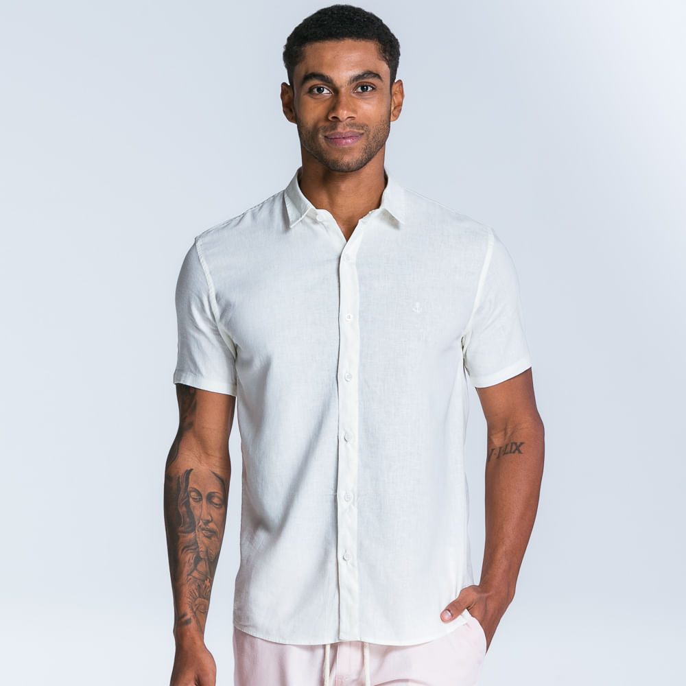 Camisa Manga Curta Masculina em Linho Comfort